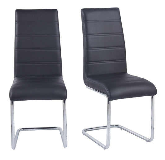 Holm Black Faux Leather Dining Chair and Chrome Cantilever Base - Pair of 2