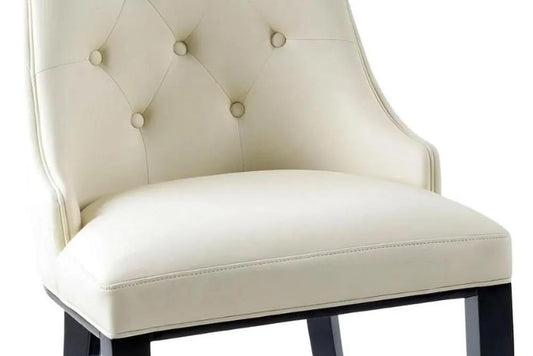 Torino Cream Leather Large High Back Dining Chair with Black Legs - Pair of 2