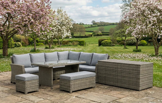 Palma Grey Rattan Garden Lounge Set and Cushion Box Bundle