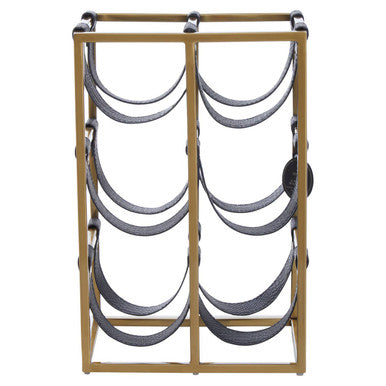 Six Bottle Sling Wine Rack in Gold Finish | Mixology