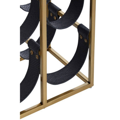 Six Bottle Sling Wine Rack in Gold Finish | Mixology