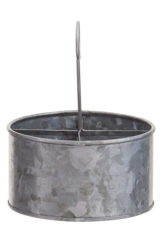 Galvanised Steel 4 Compartment Round Cutlery Caddy | Drummond