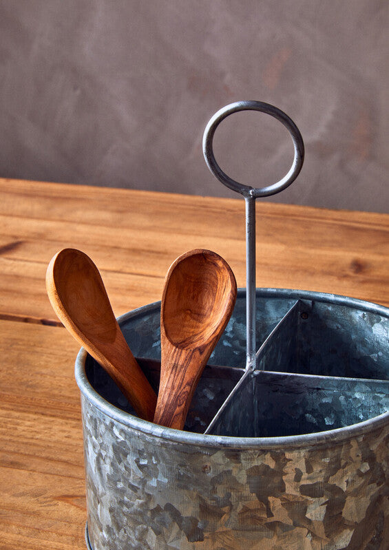 Galvanised Steel 4 Compartment Round Cutlery Caddy | Drummond