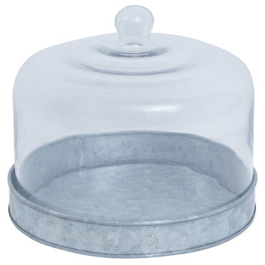 Galvanised Steel Cake Plate with Glass Dome | Drummond