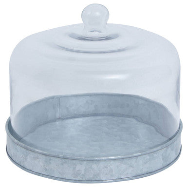 Galvanised Steel Cake Plate with Glass Dome | Drummond