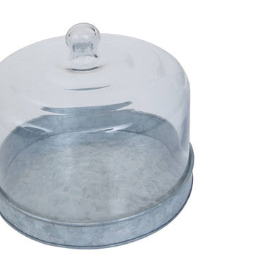 Galvanised Steel Cake Plate with Glass Dome | Drummond