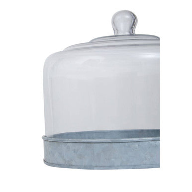 Galvanised Steel Cake Plate with Glass Dome | Drummond