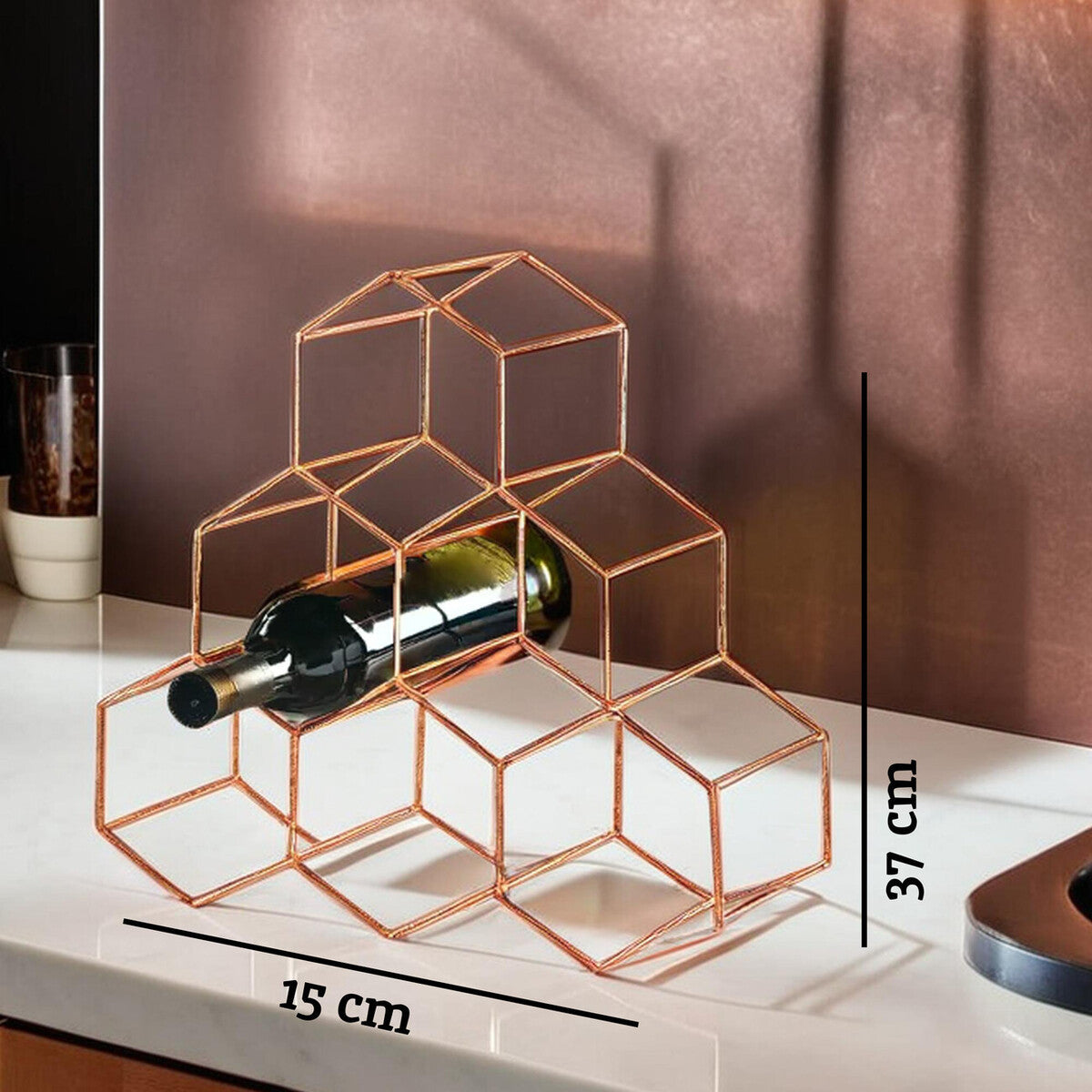 6 Bottle Copper Finish Wine Rack | Vertex