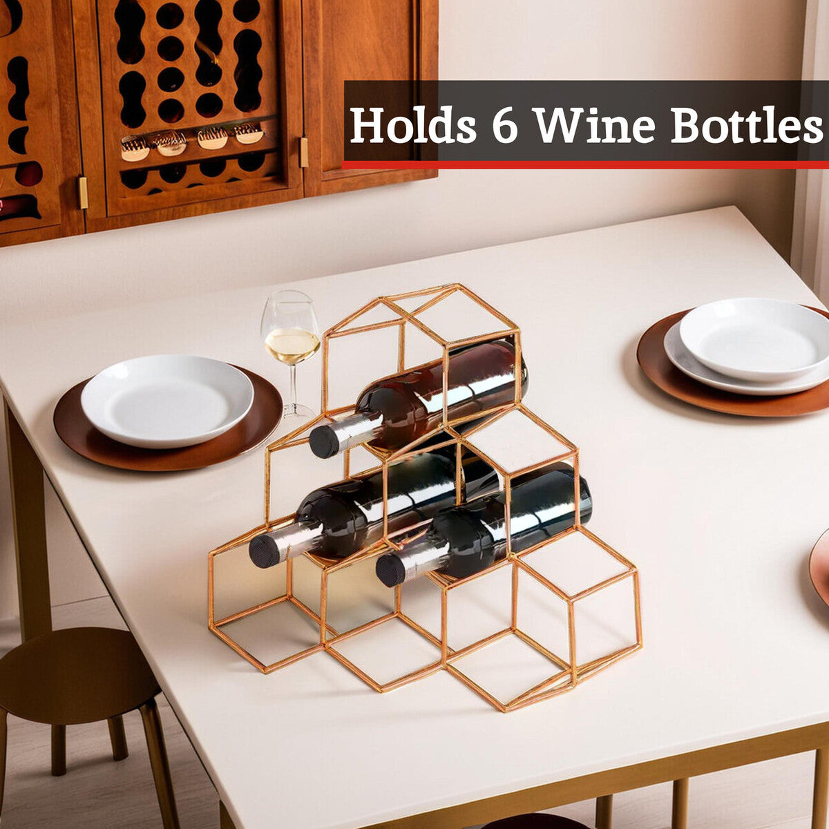 6 Bottle Copper Finish Wine Rack | Vertex