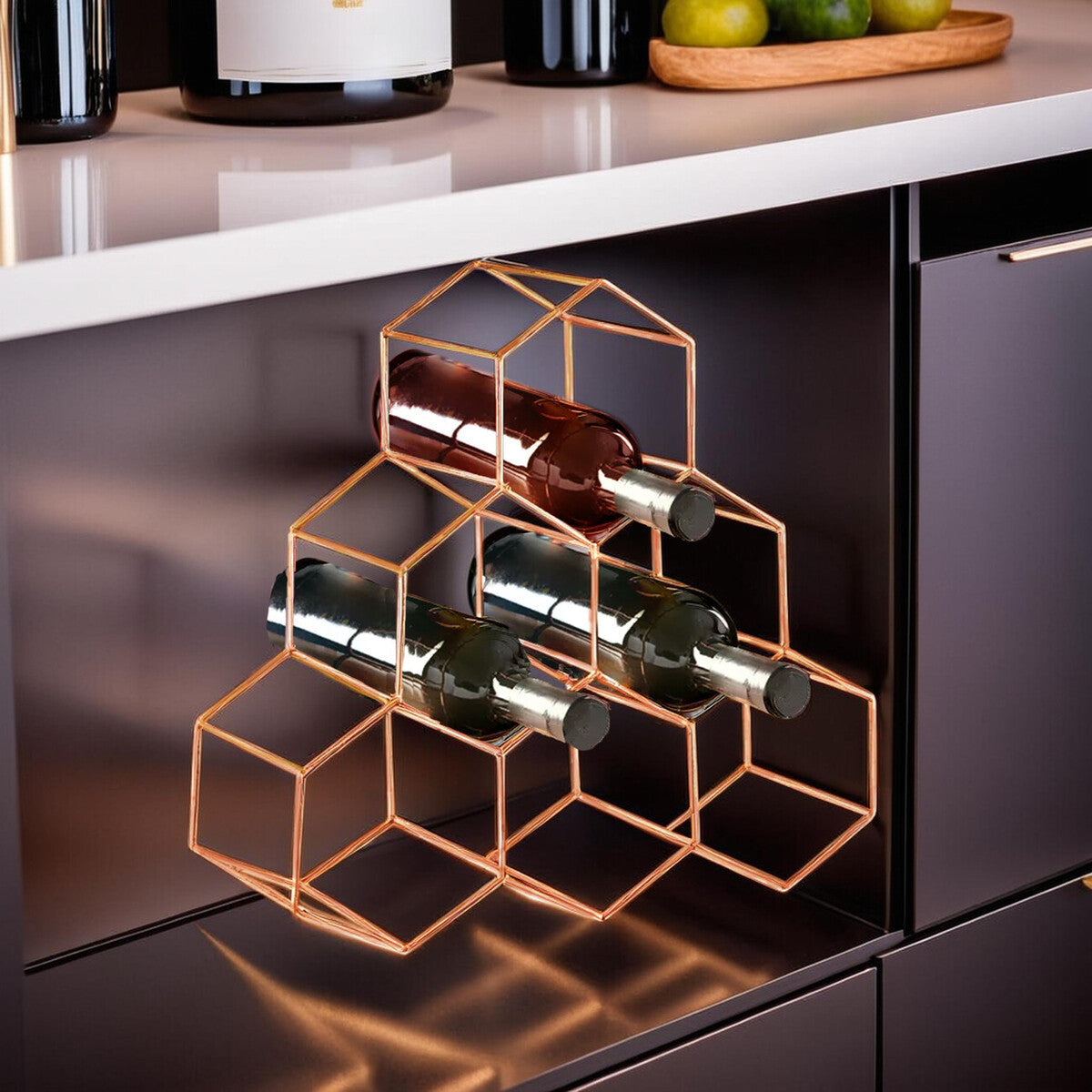 6 Bottle Copper Finish Wine Rack | Vertex