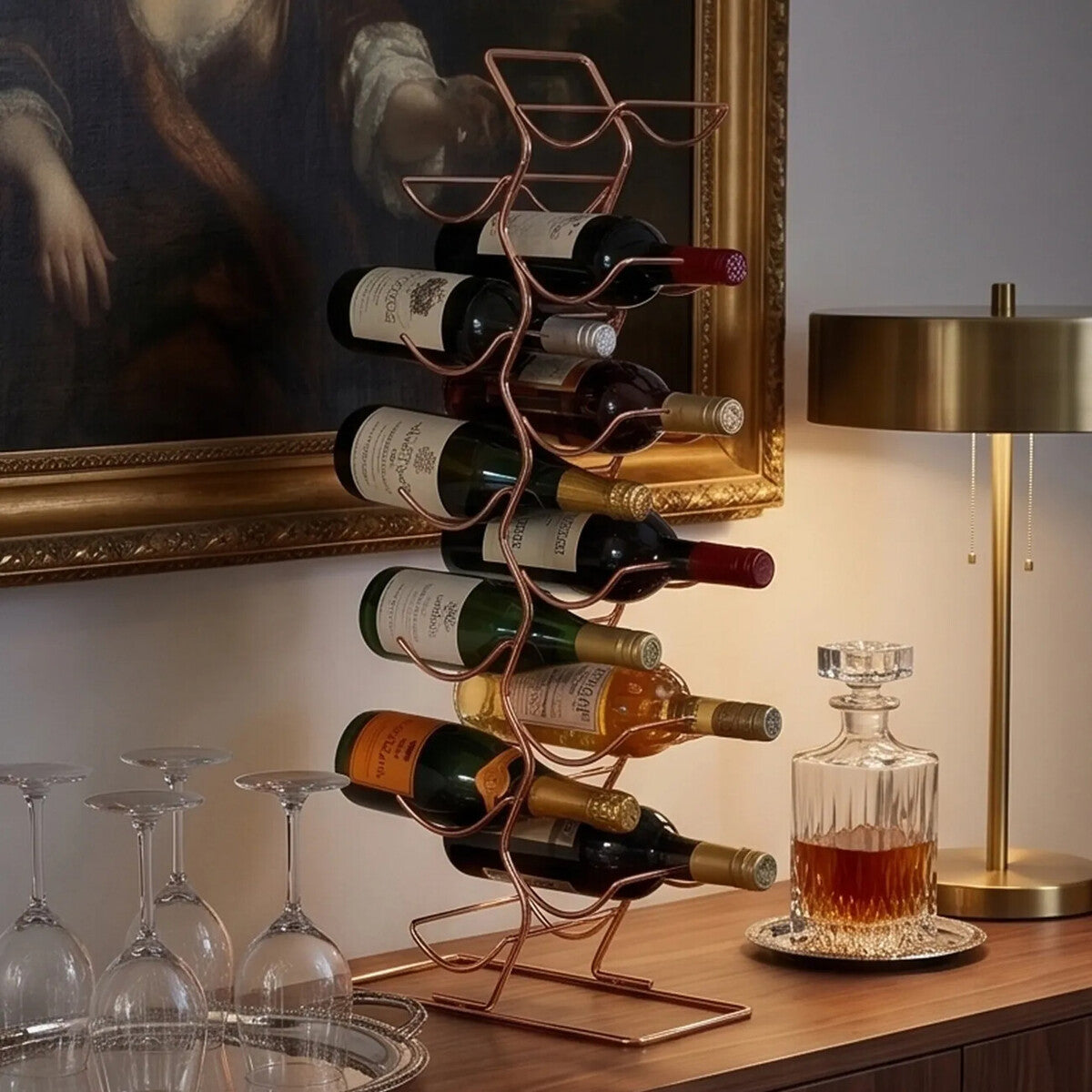 12 Tier Wine Rack with Copper Finish | Wren