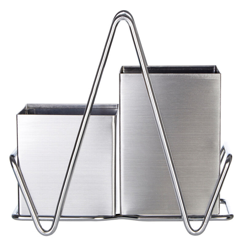 Stainless Steel 2 Compartment Silver Cutlery Caddy | Cutlery Caddy 2 Compartment