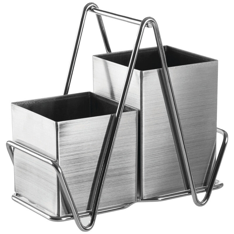 Stainless Steel 2 Compartment Silver Cutlery Caddy | Cutlery Caddy 2 Compartment