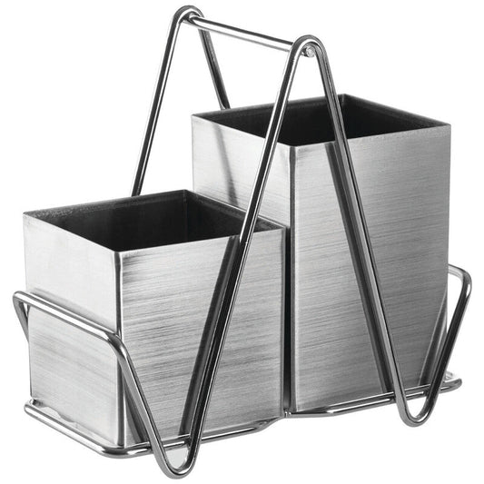 Stainless Steel 2 Compartment Silver Cutlery Caddy | Cutlery Caddy 2 Compartment