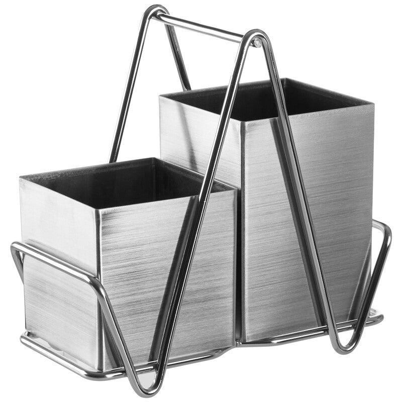 Stainless Steel 2 Compartment Silver Cutlery Caddy | Cutlery Caddy 2 Compartment