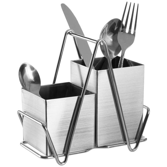 Stainless Steel 2 Compartment Silver Cutlery Caddy | Cutlery Caddy 2 Compartment