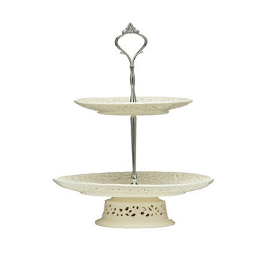 2 Tier Cake Plate | Ceramic Lace