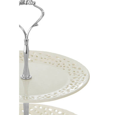 2 Tier Cake Plate | Ceramic Lace