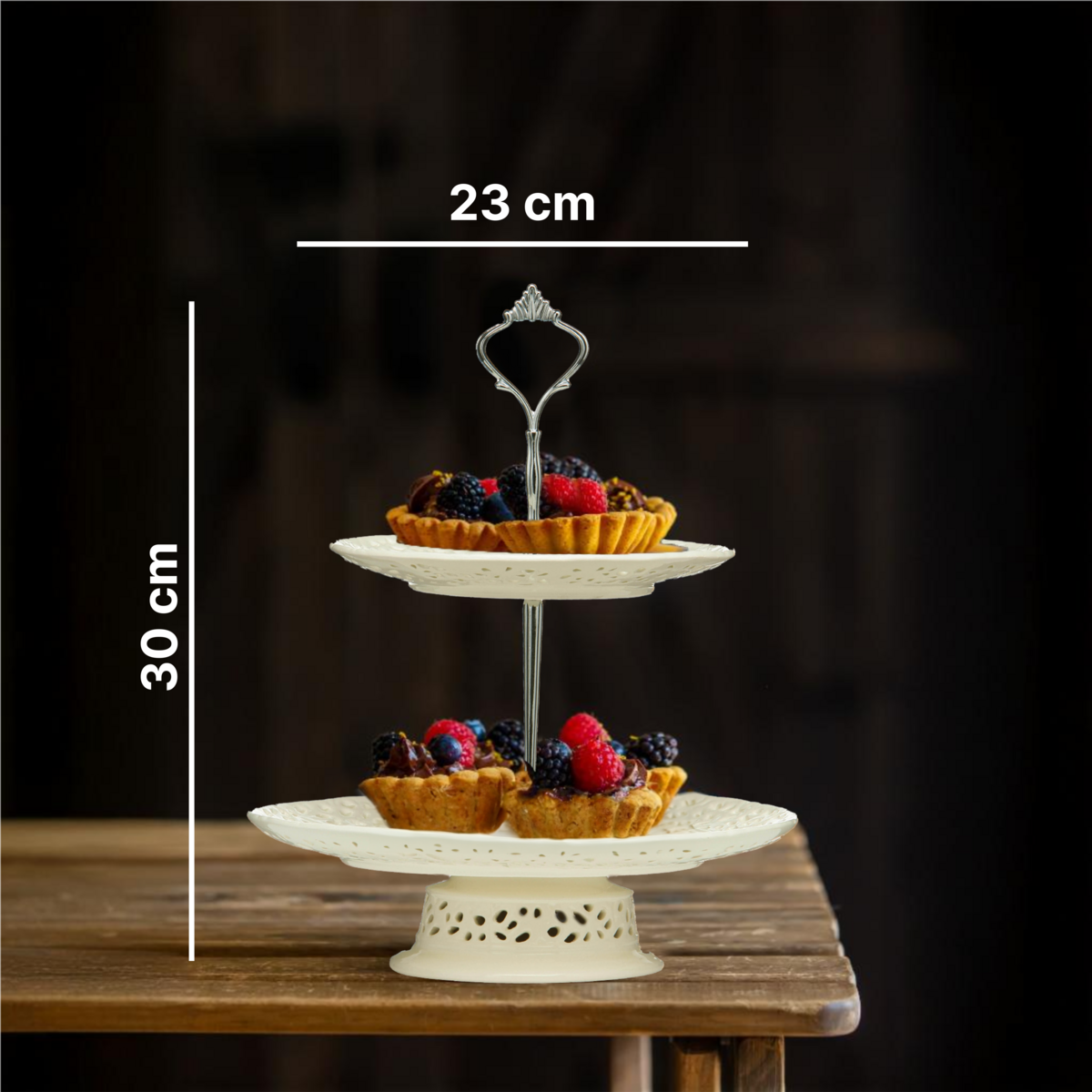 2 Tier Cake Plate | Ceramic Lace