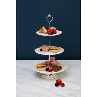 3 Tier Cake Plate | Ceramic Lace