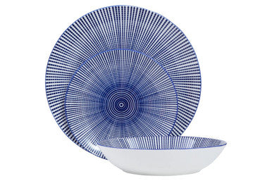 12 Piece Blue and White Dinner Set | Maya