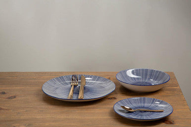 12 Piece Blue and White Dinner Set | Maya