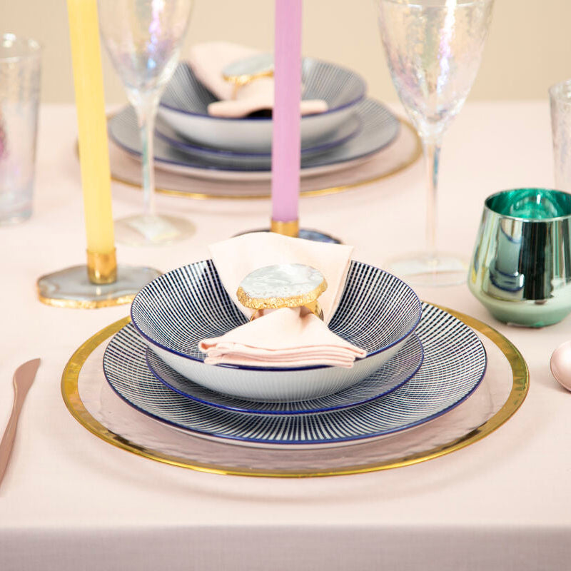 12 Piece Blue and White Dinner Set | Maya