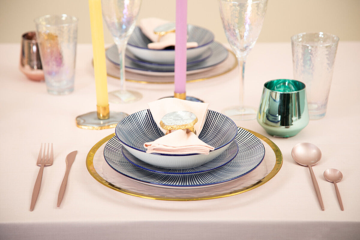 12 Piece Blue and White Dinner Set | Maya