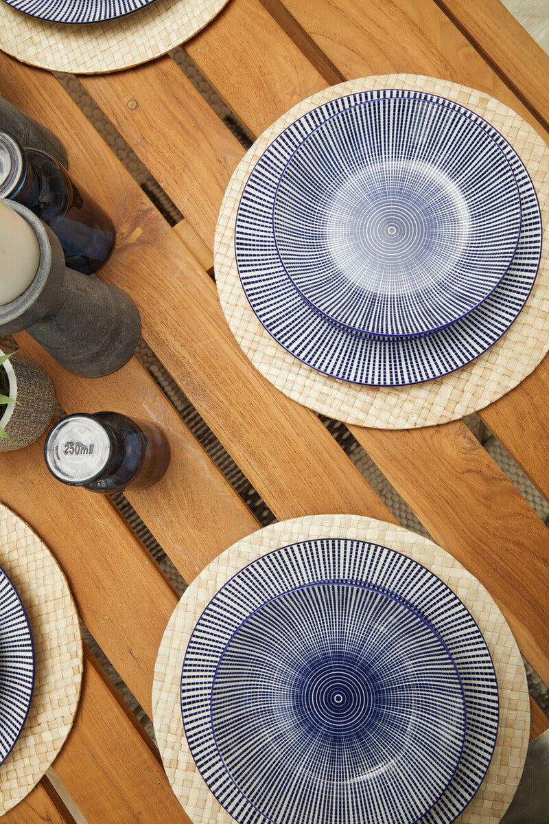 12 Piece Blue and White Dinner Set | Maya