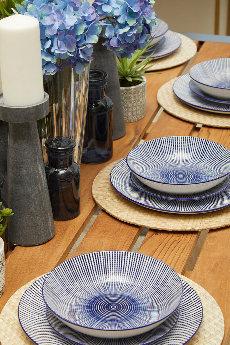 12 Piece Blue and White Dinner Set | Maya