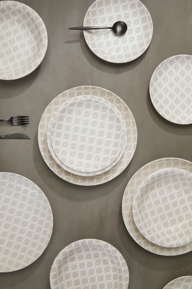 Grey and White 12 Piece Dinner Set | Maya