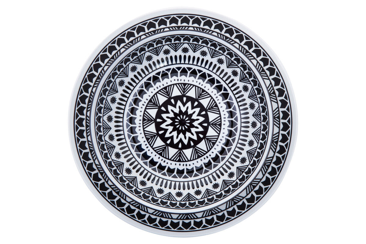 12 Piece Black and White Dinner Set | Maya