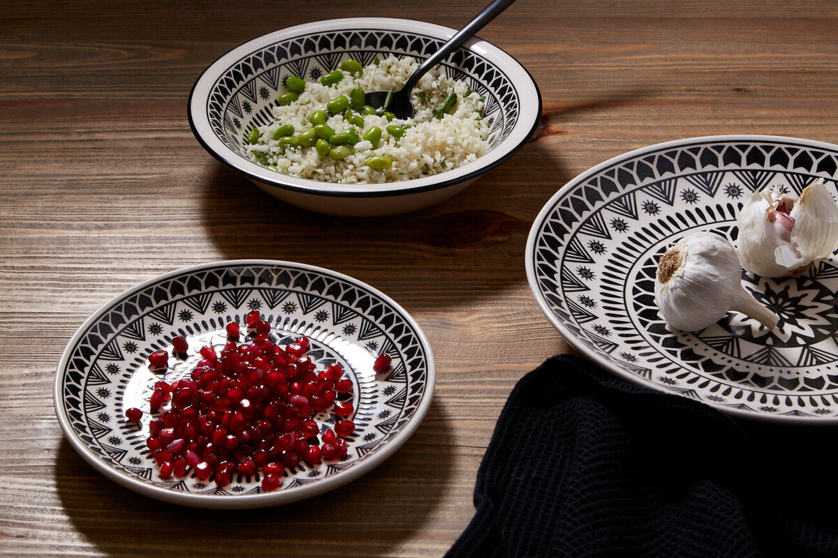 12 Piece Black and White Dinner Set | Maya