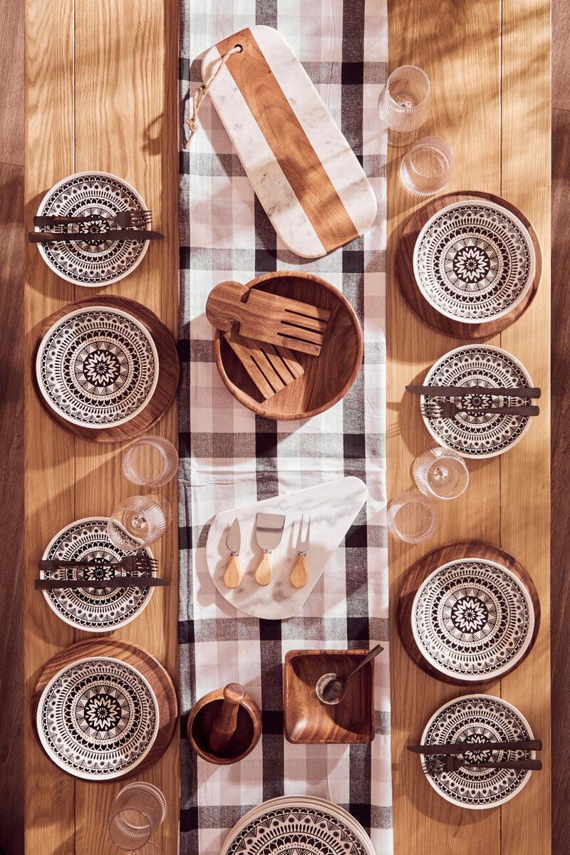 12 Piece Black and White Dinner Set | Maya