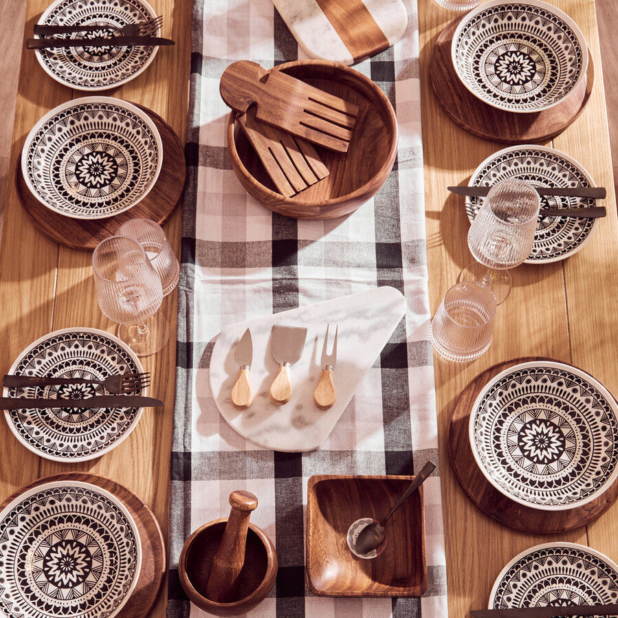 12 Piece Black and White Dinner Set | Maya