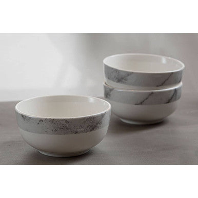 16 Piece White and Grey Marble Design Dinner Set | Avie