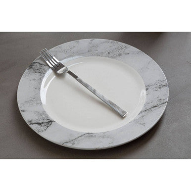 16 Piece White and Grey Marble Design Dinner Set | Avie