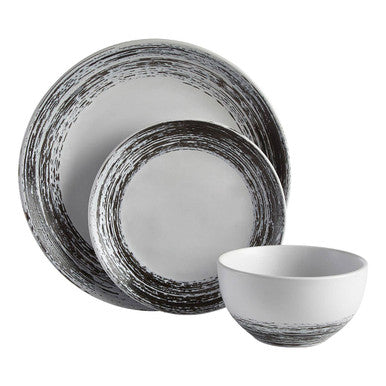 12 Piece Black and White Dinner Set | Middag