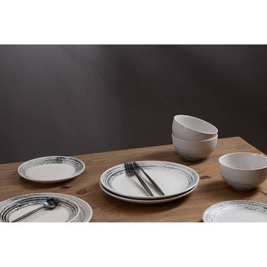 12 Piece Black and White Dinner Set | Middag