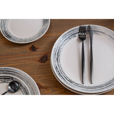 12 Piece Black and White Dinner Set | Middag
