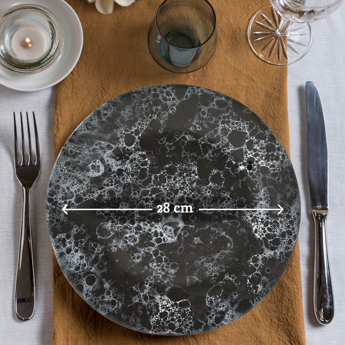 Black Marble Effect Dinner Plate | Hygge