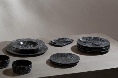 Black Marble Effect Pizza Plate | Hygge