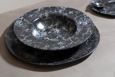Black Marble Effect Pizza Plate | Hygge