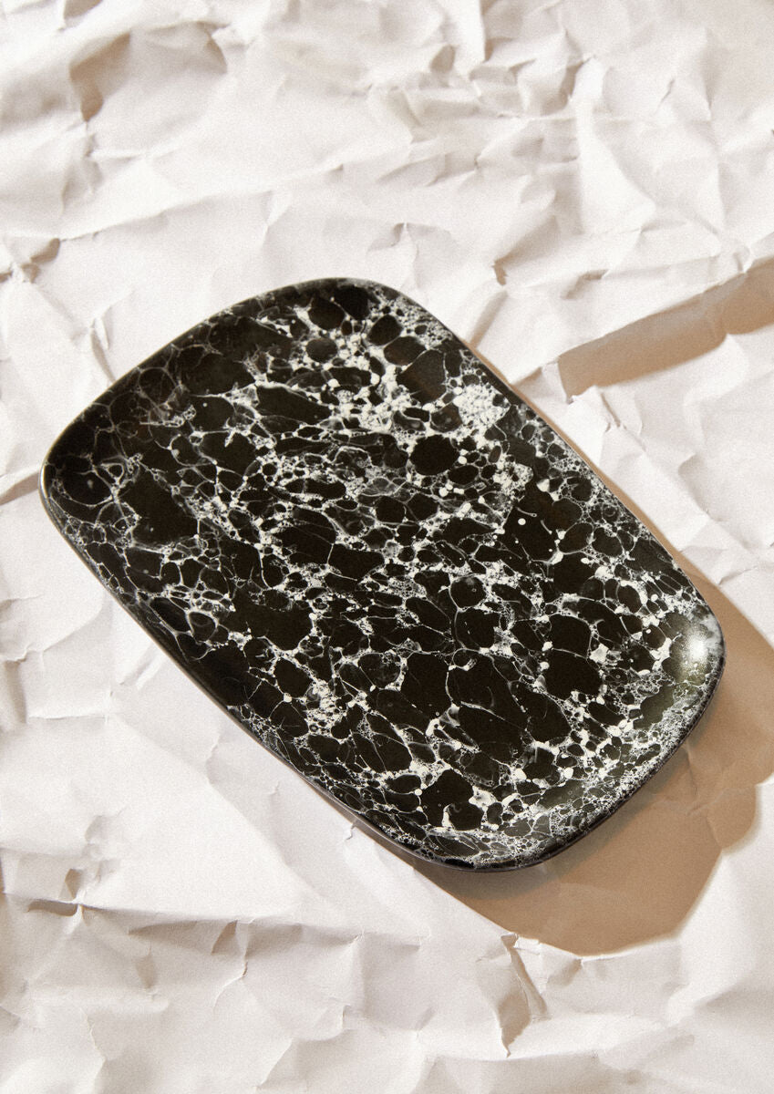 Large Black Marble Effect Serving Platter | Hygge