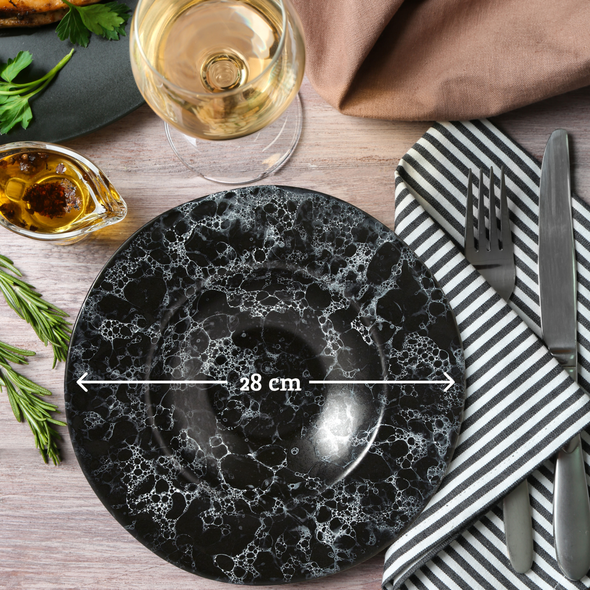 Black Marble Effect Pasta Bowl | Hygge