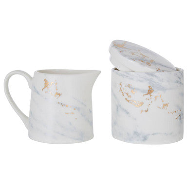 Sugar Pot and Creamer | Marble Luxe