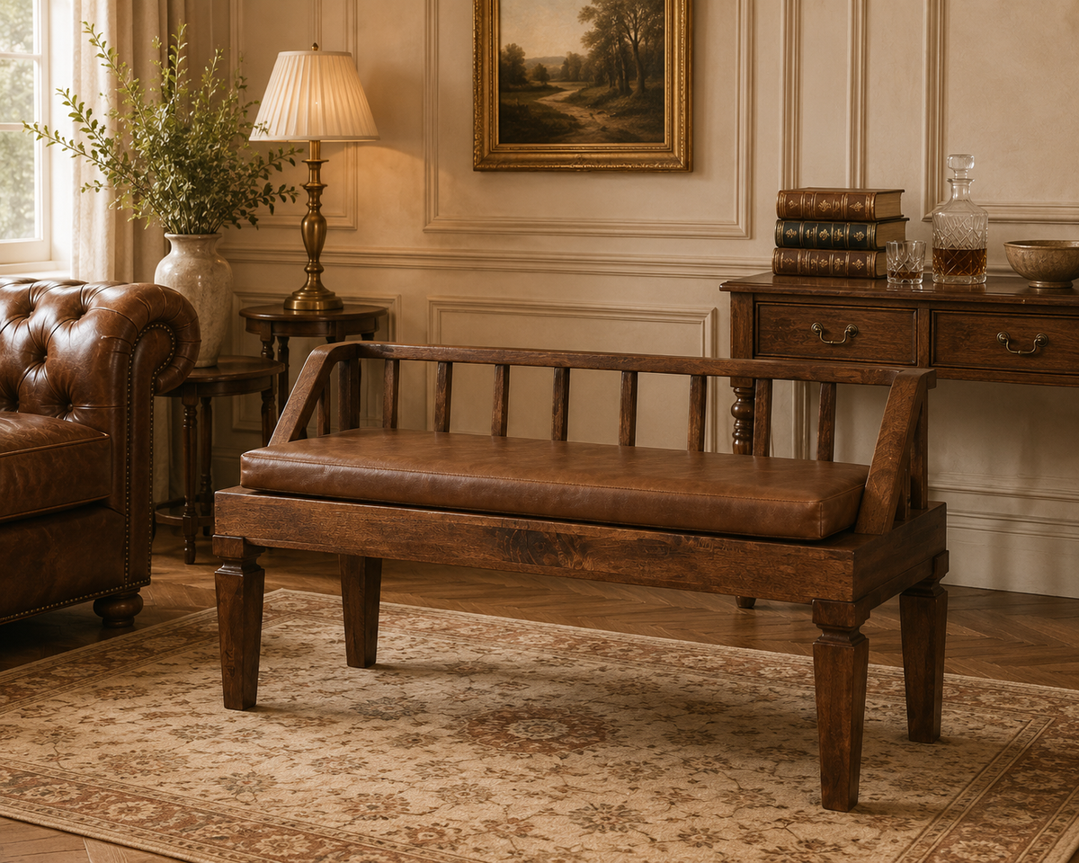 Bordeaux Leather Bench
