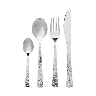 Hammered Effect 24 Piece Stainless Steel Cutlery Set | Martello