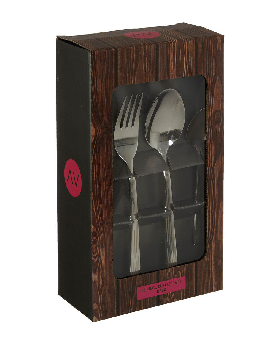 16 Piece Etched Deco Cutlery Set | Avie