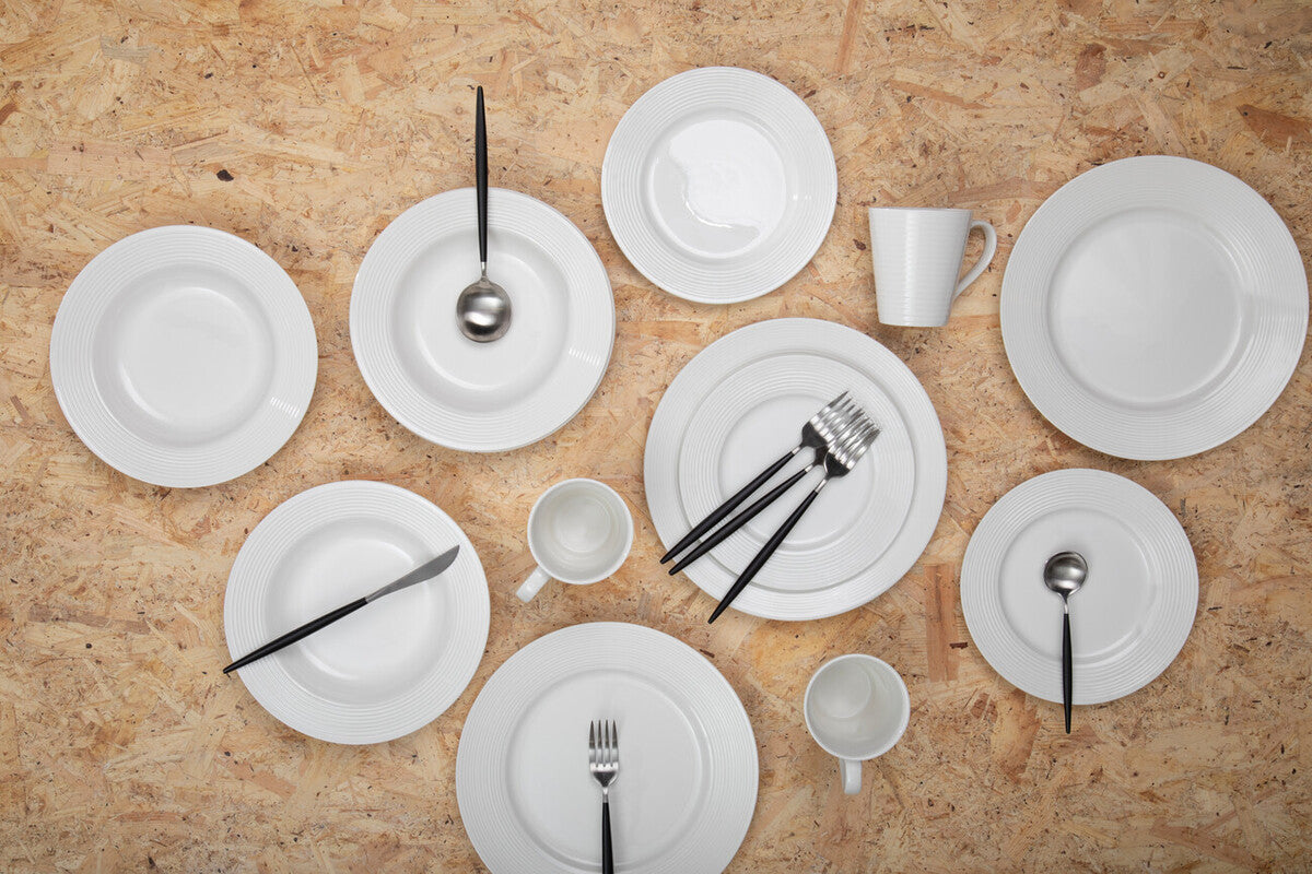 16 Piece Matte  Silver And Black Cutlery Set | Avie